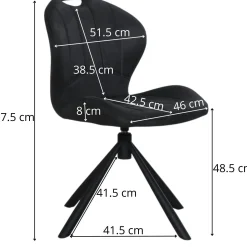 Chaise pivotante anthracite avec dossier courbe, (lot de 2) LOMBARDIE