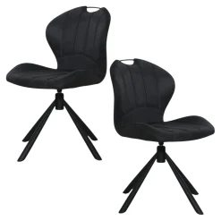 Chaise pivotante anthracite avec dossier courbe, (lot de 2) LOMBARDIE
