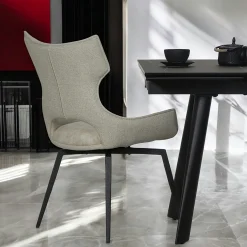 Chaise pivotante beige bi-matière, dossier en T (lot de 2) LOMBARDIE