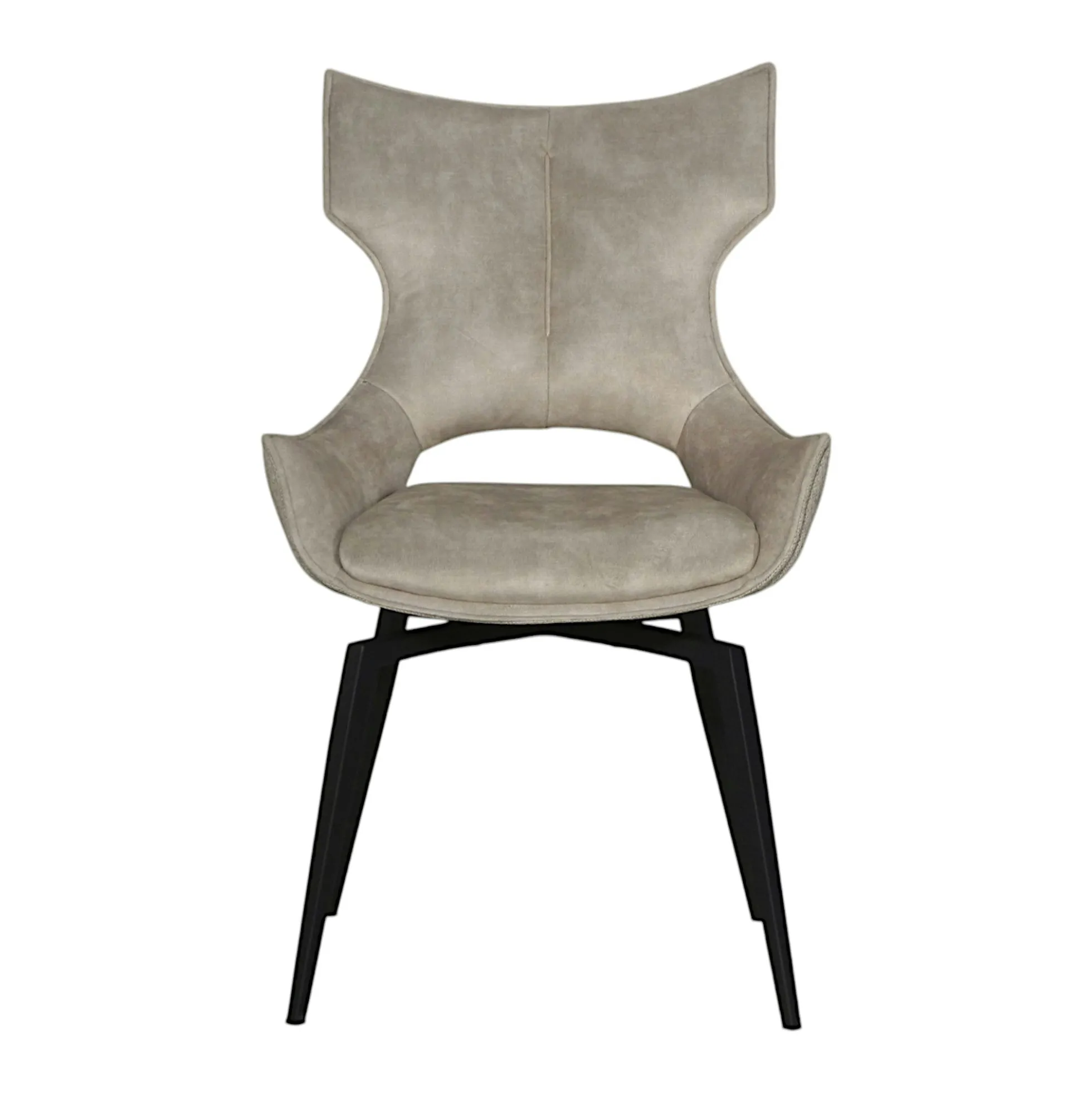 Chaise pivotante beige bi-matière, dossier en T (lot de 2) LOMBARDIE