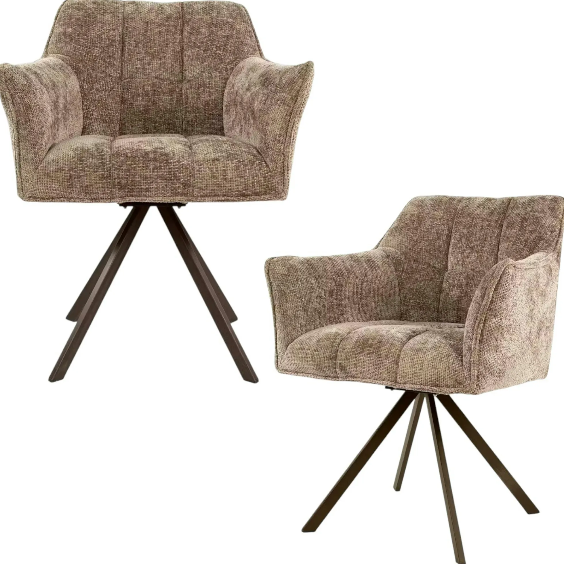 Chaise pivotante beige chaud pied bronze (lot de 2) MELBOURNE