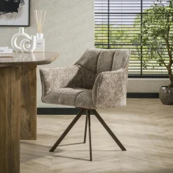 Chaise pivotante beige chaud pied bronze (lot de 2) MELBOURNE