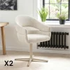 Chaise pivotante beige chiné design avec pied gris (lot de 2) MONTREUX