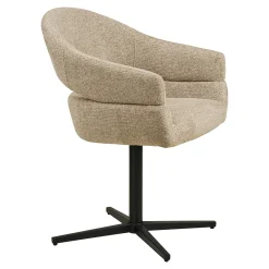 Chaise pivotante beige design avec pied noir (lot de 2) MONTREUX