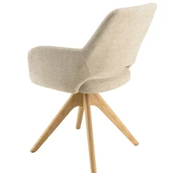 Chaise pivotante beige dossier droit - pieds bois LINEA