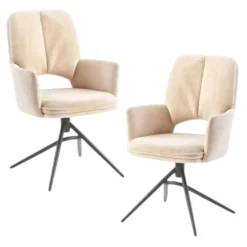 Chaise pivotante beige double coussinage (lot de 2) LIGURIE