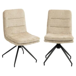 Chaise pivotante beige en tissu doux texturé (x2) PALERME