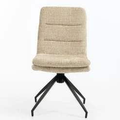 Chaise pivotante beige en tissu doux texturé (x2) PALERME