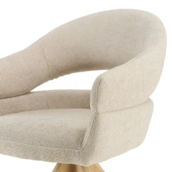 Chaise pivotante beige - pieds bois LINEA