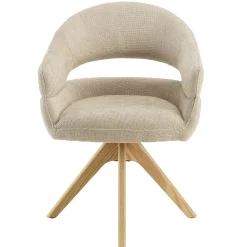 Chaise pivotante beige - pieds bois LINEA