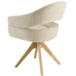 Chaise pivotante beige - pieds bois LINEA