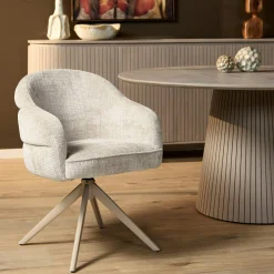 Chaise pivotante blanche à dossier structuré (lot de 2) CORTINA