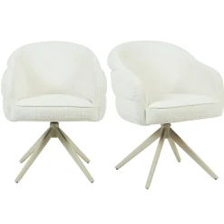 Chaise pivotante blanche à dossier structuré (lot de 2) CORTINA