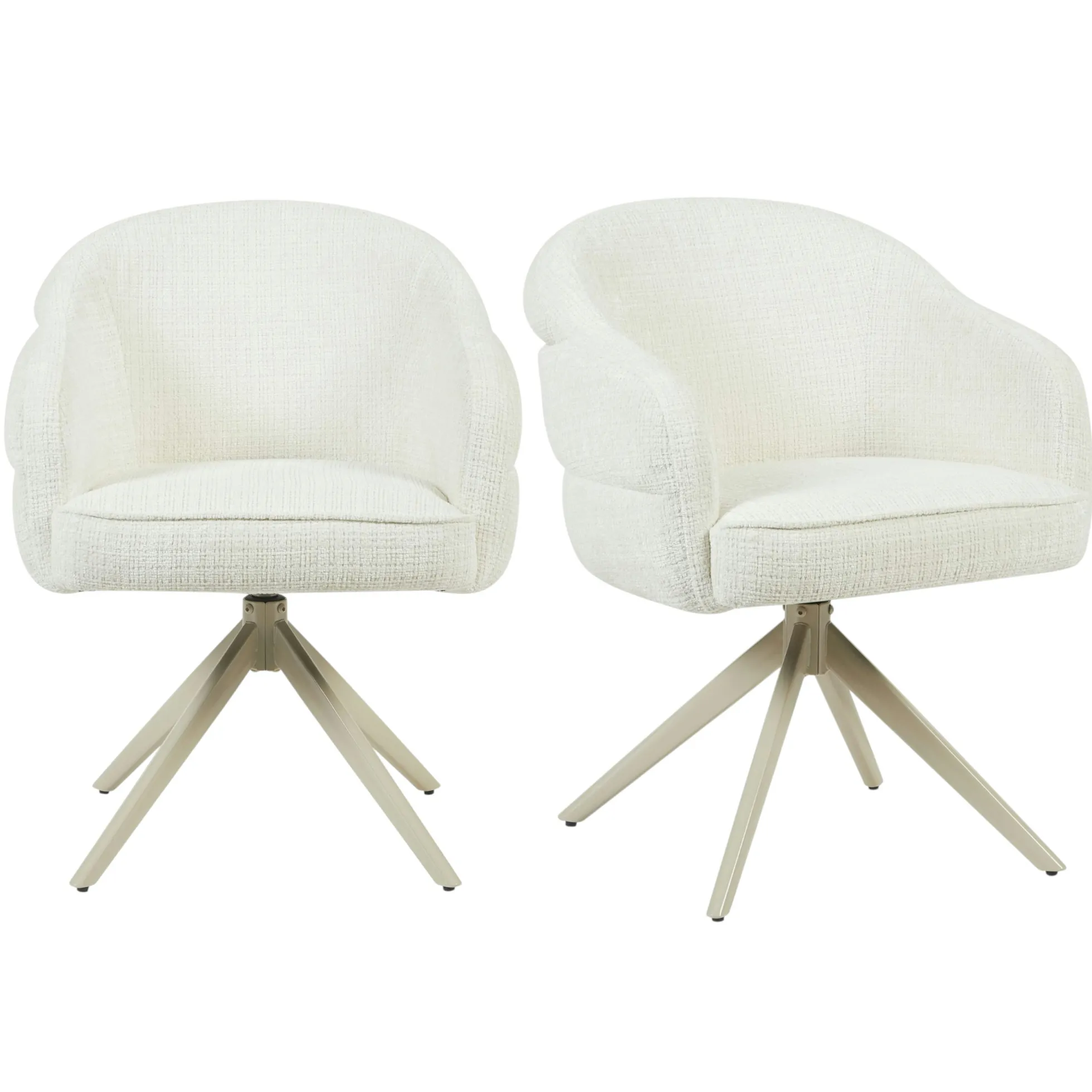 Chaise pivotante blanche à dossier structuré (lot de 2) CORTINA