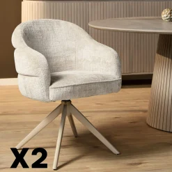 Chaise pivotante blanche à dossier structuré (lot de 2) CORTINA