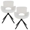 Chaise pivotante blanche en tissu bouclette, dossier ouvert (lot de 2) SAVONE
