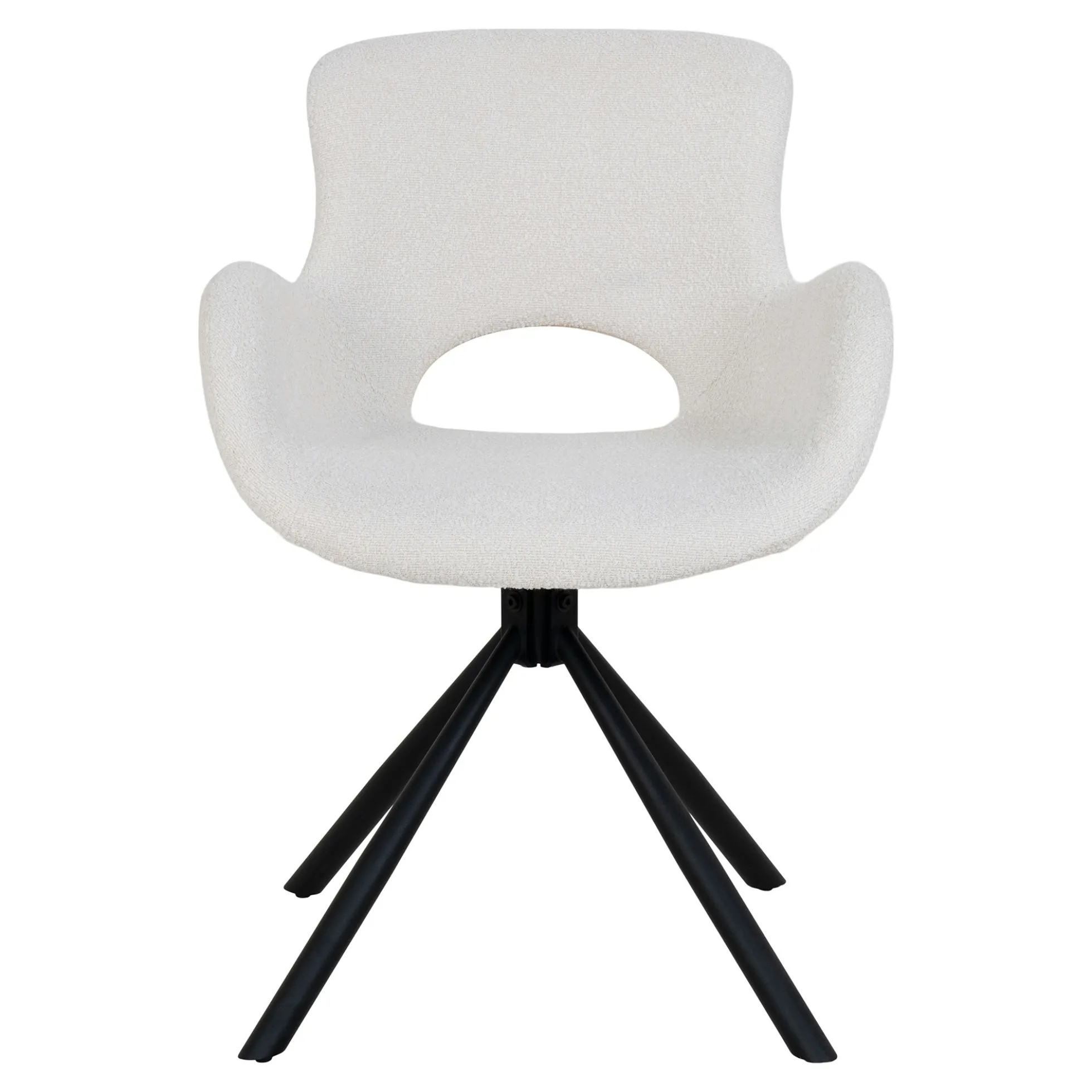 Chaise pivotante blanche en tissu bouclette, dossier ouvert (lot de 2) SAVONE