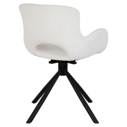 Chaise pivotante blanche en tissu bouclette, dossier ouvert (lot de 2) SAVONE