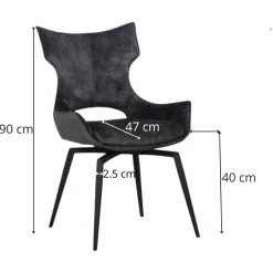 Chaise pivotante bleue bi-matière, dossier en T (lot de 2) LOMBARDIE