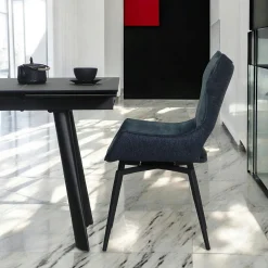 Chaise pivotante bleue bi-matière, dossier en T (lot de 2) LOMBARDIE