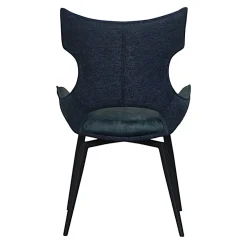 Chaise pivotante bleue bi-matière, dossier en T (lot de 2) LOMBARDIE