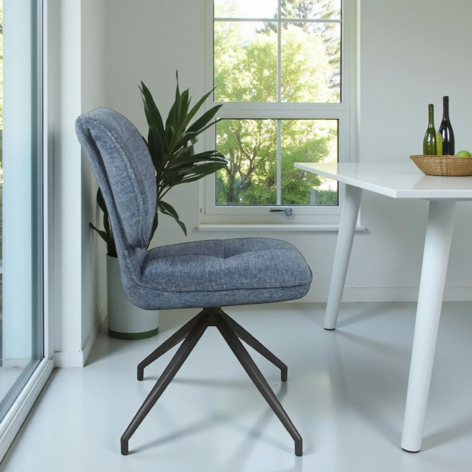 Chaise pivotante bleue dossier double (lot de 2) LIGURIE