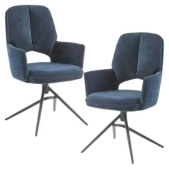 Chaise pivotante bleue double coussinage (lot de 2) LIGURIE
