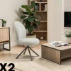 Chaise pivotante bouclette sable pied gris (lot de 2) BERLIN