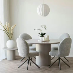 Chaise pivotante bouclette sable pied gris (lot de 2) BERLIN