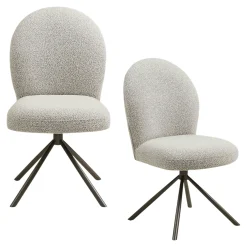 Chaise pivotante bouclette sable pied gris (lot de 2) BERLIN