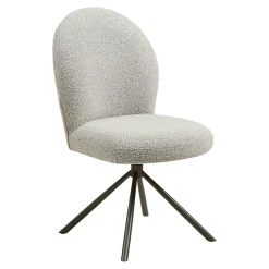 Chaise pivotante bouclette sable pied gris (lot de 2) BERLIN