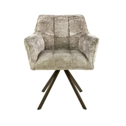 Chaise pivotante bouclette sable pied bronze (lot de 2) MELBOURNE
