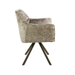 Chaise pivotante bouclette sable pied bronze (lot de 2) MELBOURNE