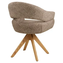 Chaise pivotante brune design avec pied chêne (lot de 2) MONTREUX