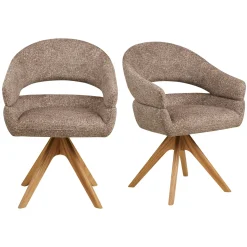 Chaise pivotante brune design avec pied chêne (lot de 2) MONTREUX