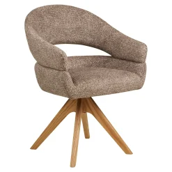 Chaise pivotante brune design avec pied chêne (lot de 2) MONTREUX