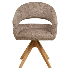 Chaise pivotante brune design avec pied chêne (lot de 2) MONTREUX