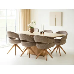 Chaise pivotante brune design avec pied chêne (lot de 2) MONTREUX