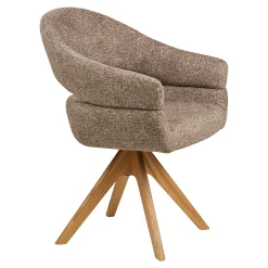 Chaise pivotante brune design avec pied chêne (lot de 2) MONTREUX