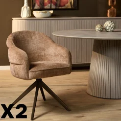 Chaise pivotante cannelle à dossier structuré (lot de 2) CORTINA