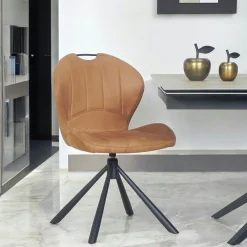 Chaise pivotante caramel avec dossier courbe, (lot de 2) LOMBARDIE