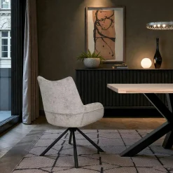 Chaise pivotante cendre à accoudoirs (lot de 2) IENA