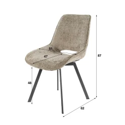 Chaise pivotante confort – grège, dos ajouré (lot de 2) ASCOLI