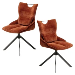 Chaise pivotante coussin et poignée tissu rouille (lot de 2) IENA
