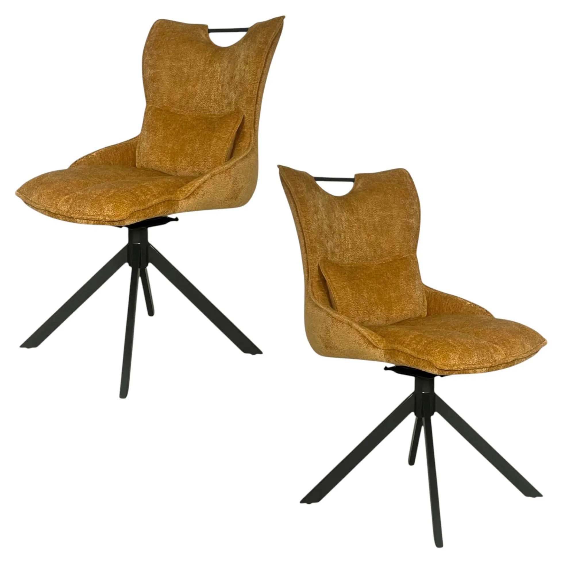 Chaise pivotante coussin et poignée tissu ocre (lot de 2) IENA