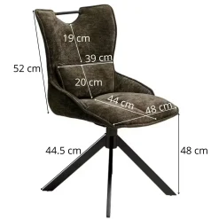 Chaise pivotante coussin et poignée tissu gris (lot de 2) IENA