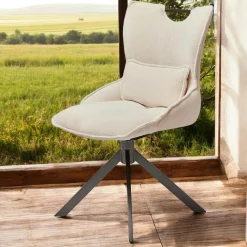 Chaise pivotante coussin et poignée tissu blanc (lot de 2) IENA