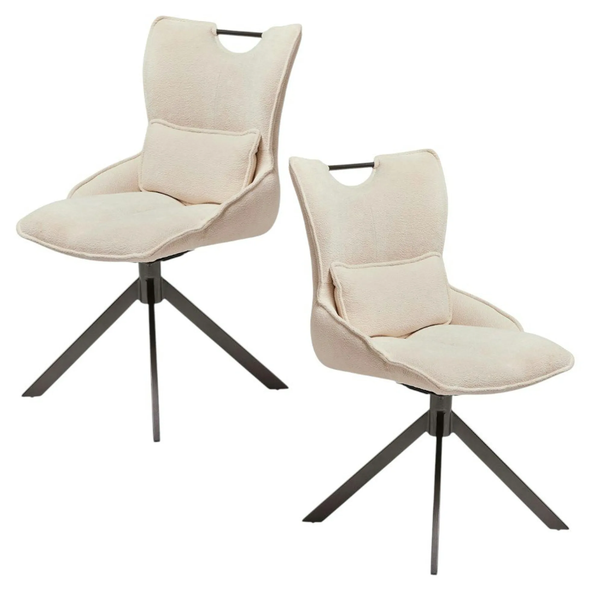 Chaise pivotante coussin et poignée tissu blanc (lot de 2) IENA