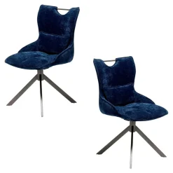 Chaise pivotante coussin et poignée tissu bleu (lot de 2) IENA