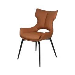 Chaise pivotante cuir cognac dossier ouvert (lot de 2) LOMBARDIE